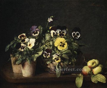  floral Lienzo - Naturaleza muerta con pensamientos 1874 pintor Henri Fantin Latour floral